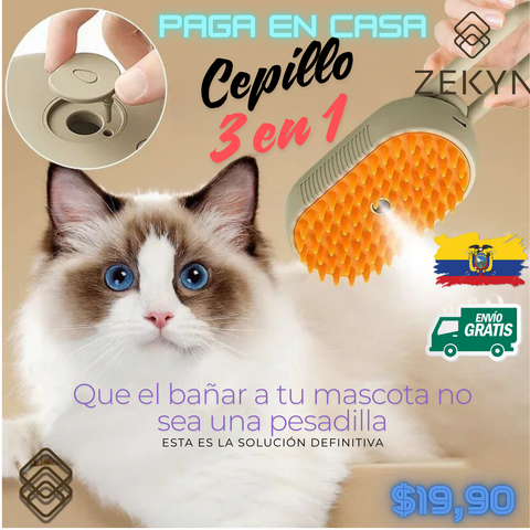 🐾💦Cepillo vapor para mascotas 3 en 1🐾💦