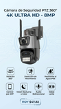 📸🔒 CÁMARA DE SEGURIDAD 360° 4K ULTRA HD – DOBLE LENTE